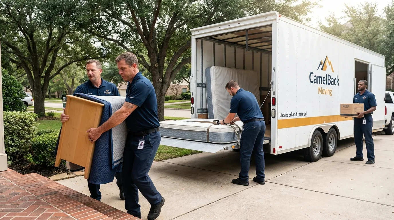 Crew loading residential truck for cross-state move from Manchester, TN