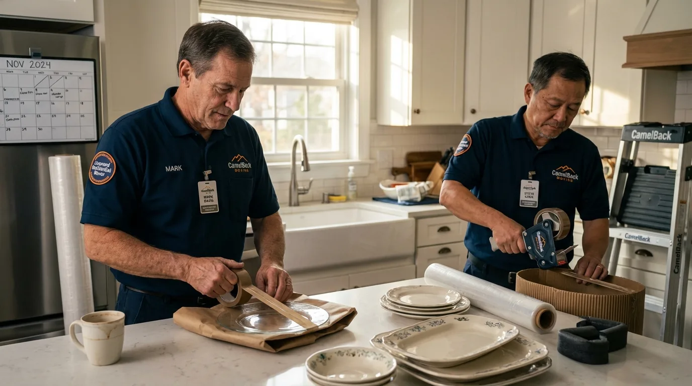 Professional crew packing kitchen dishware in Manchester, TN